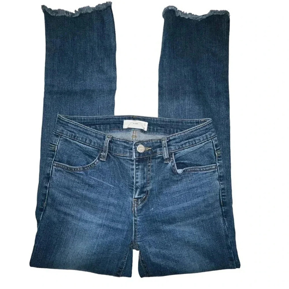 Flow M cropped (25.5 inseam) blue‎ jeans with raw hem - Picture 1 of 5